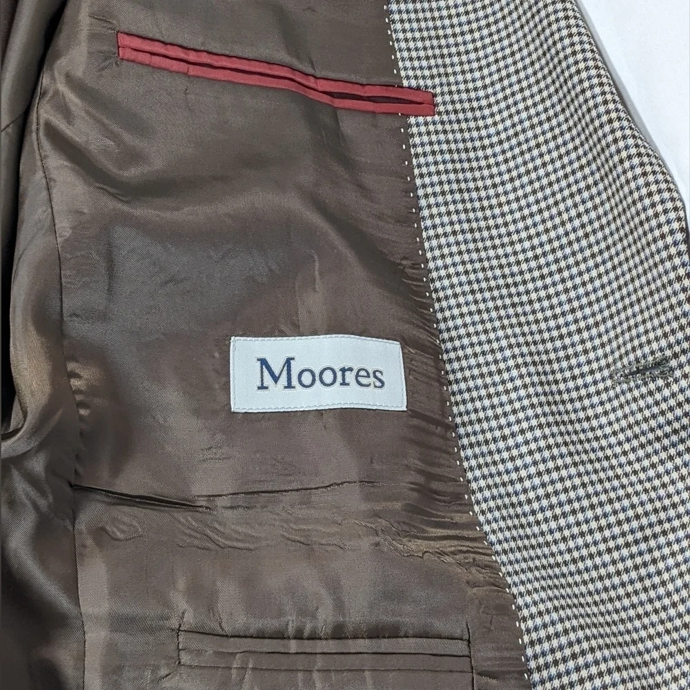 Tommy Hilfiger Moores Brown Gingham Checked 100% Wool Blazer Size 44L